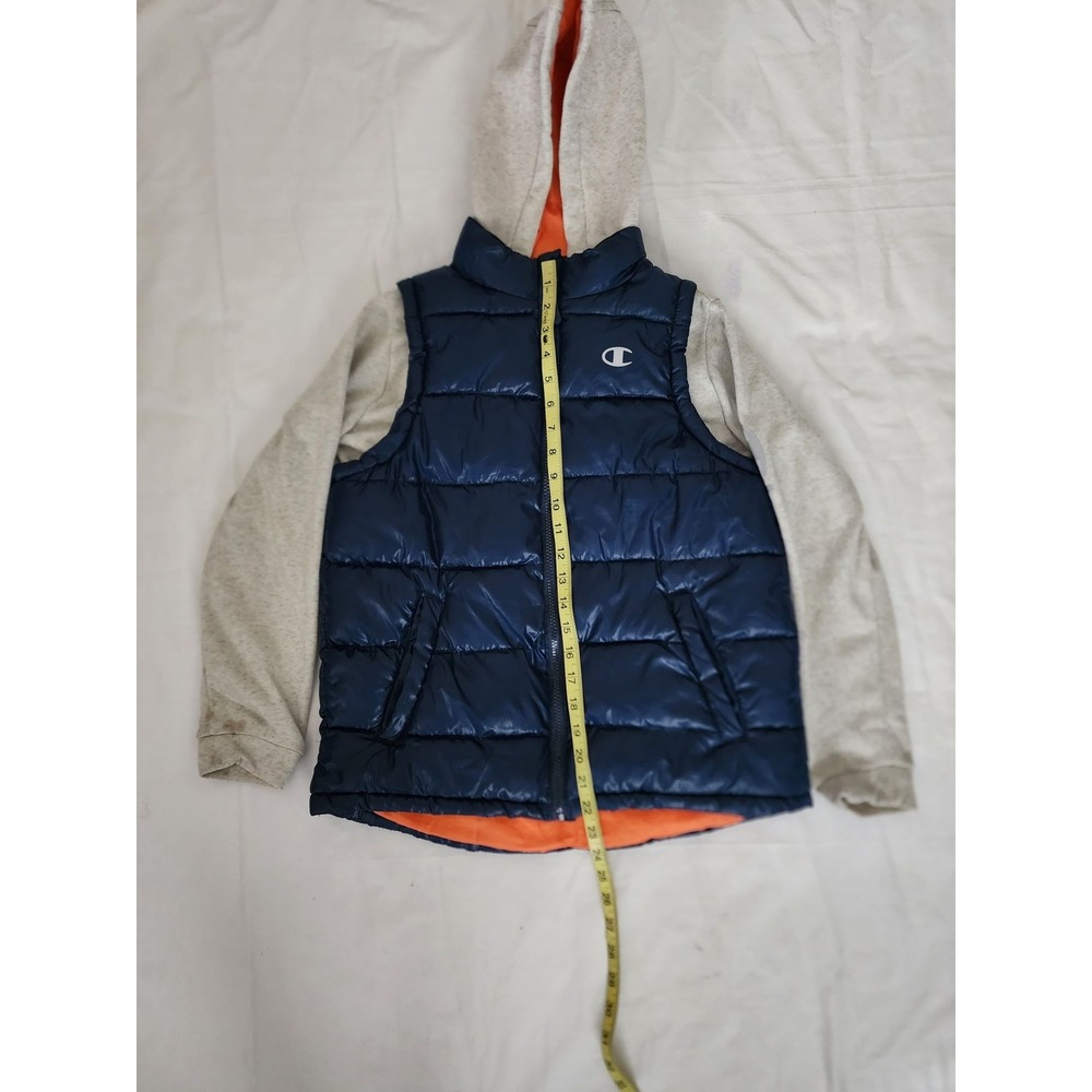 Champion Kids Activewear W/ Attached Hood & Sleeve Puffer Quilted Jacket Medium - Picture 11 of 11